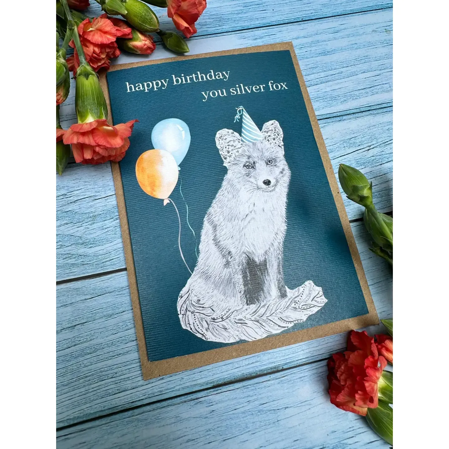 Silver Fox Birthday Card