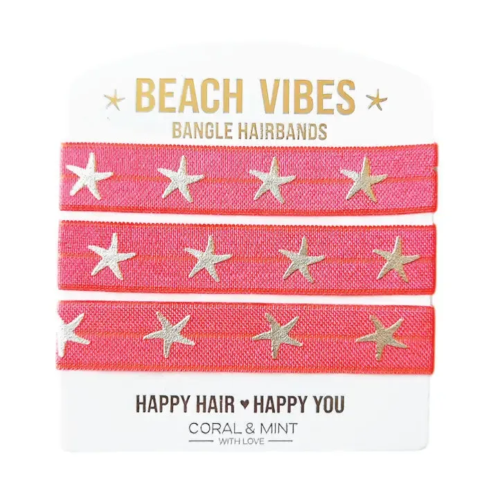 Beach Vibes Bangle Hairbands - Neon Coral