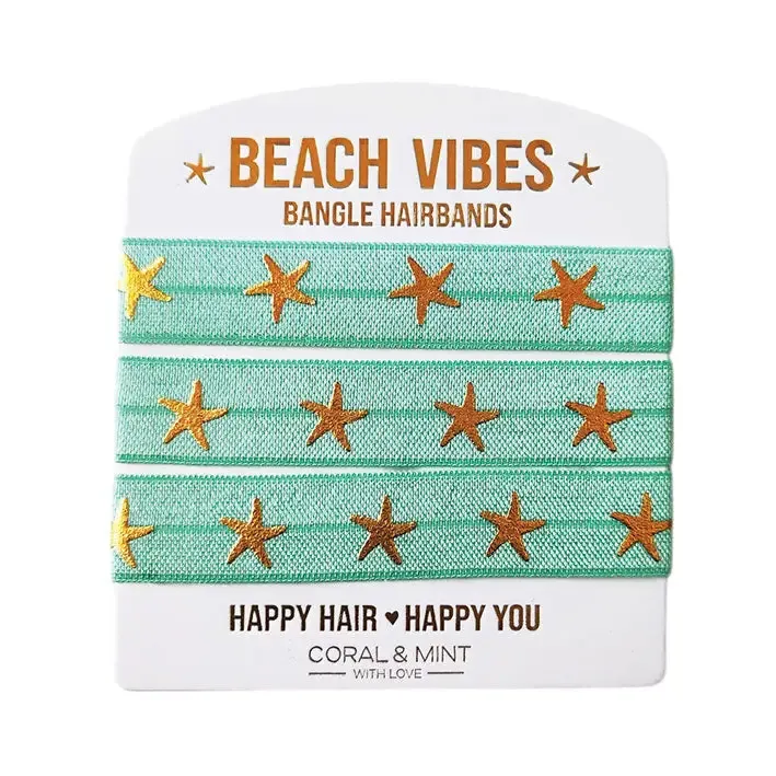 Beach Vibes Bangle Hairbands - Mint Gold