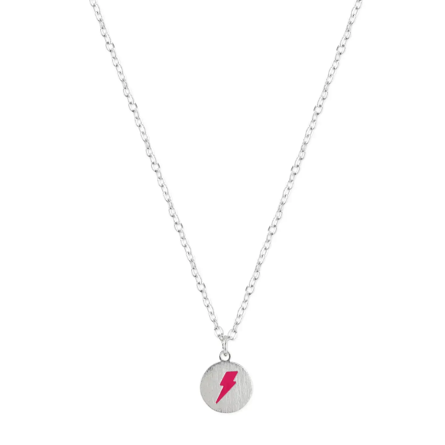 Pink Lightning Bolt Charm Necklace