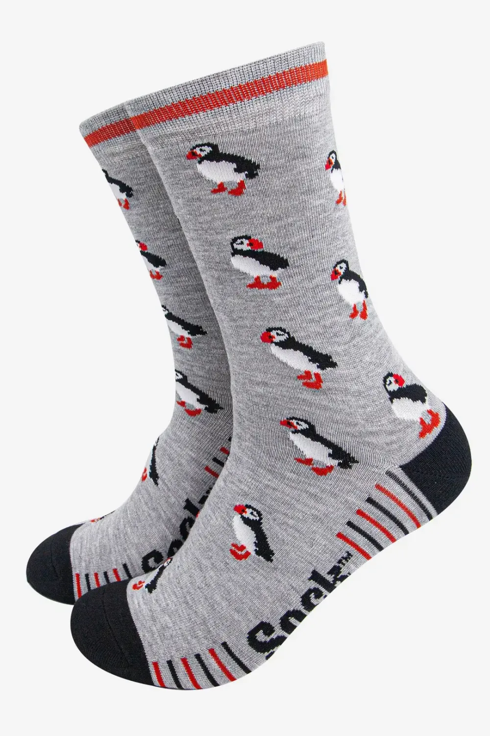 Men's Puffin Bamboo Socks - Grey (Size 7-11)