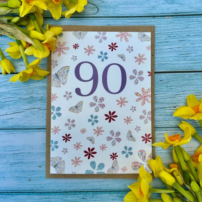 90th Birthday Butterflies Card