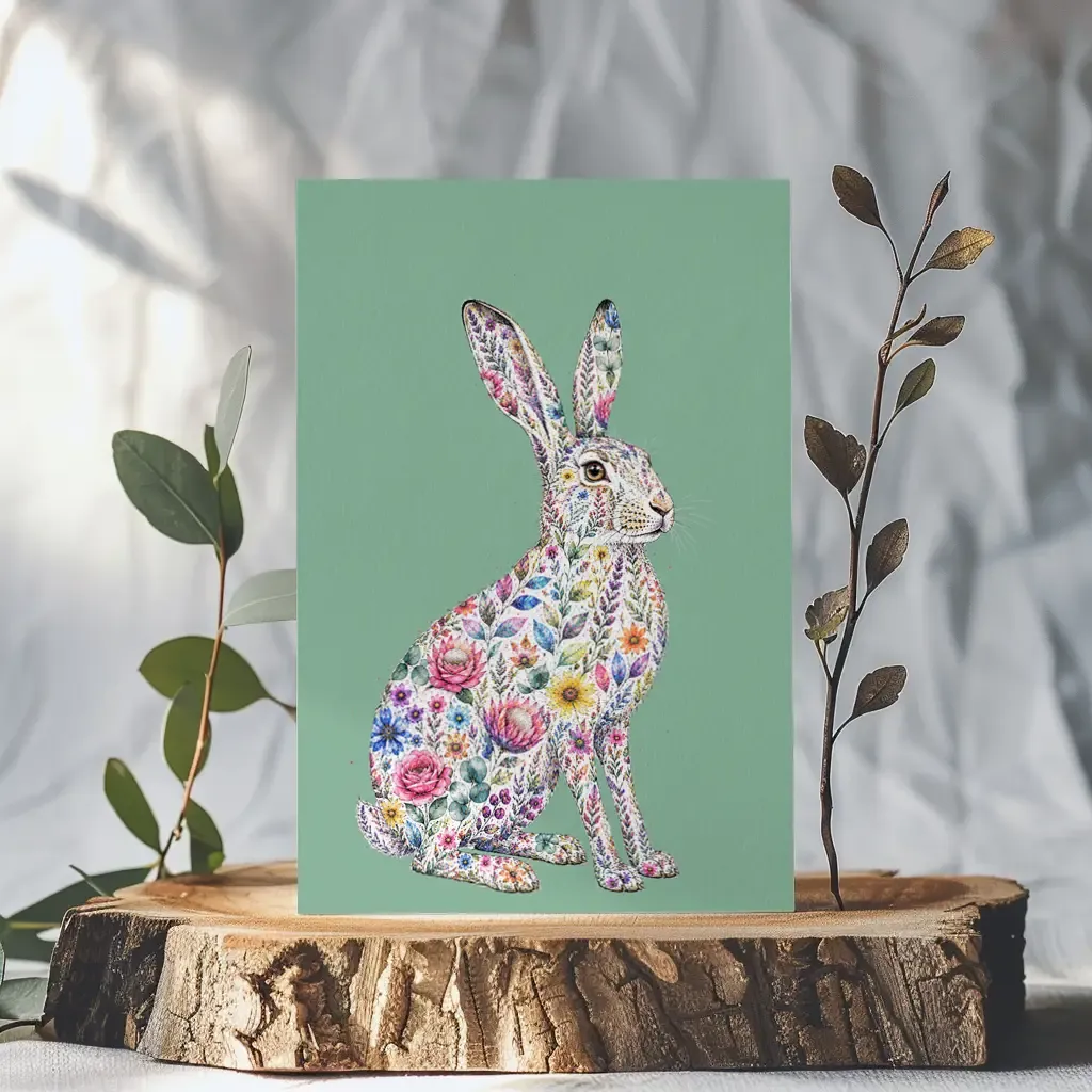 Botanical Hare Card
