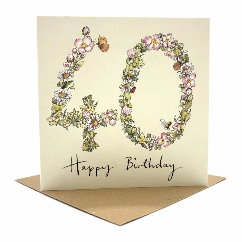 40th Birthday Wildflower Card