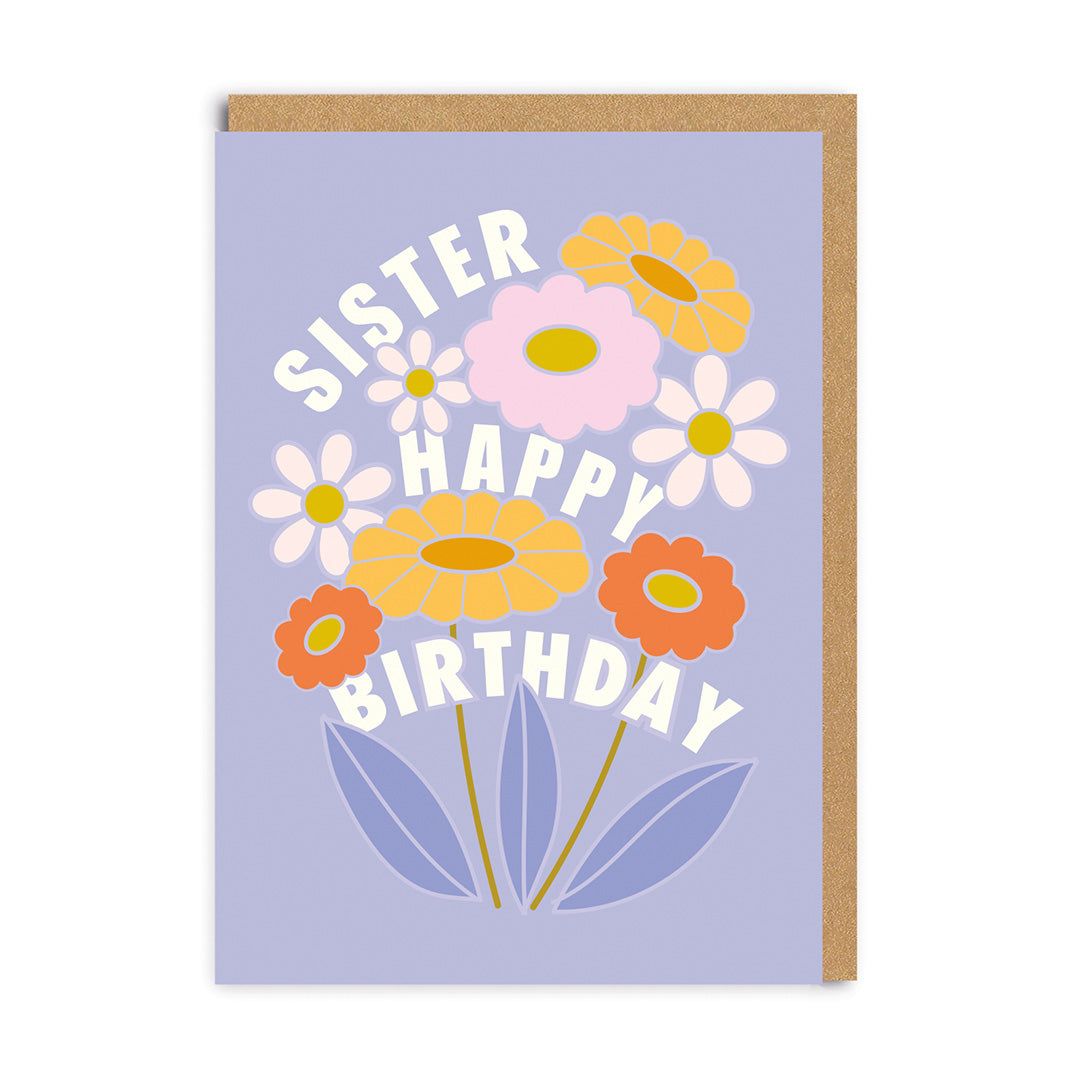 Sister Flowers Birthday Card