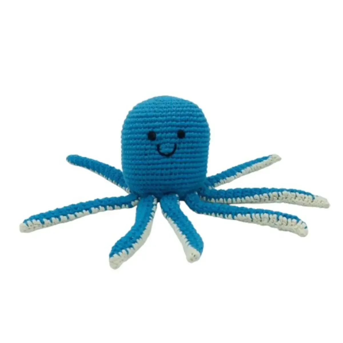 Crochet Blue Octopus Baby Rattle