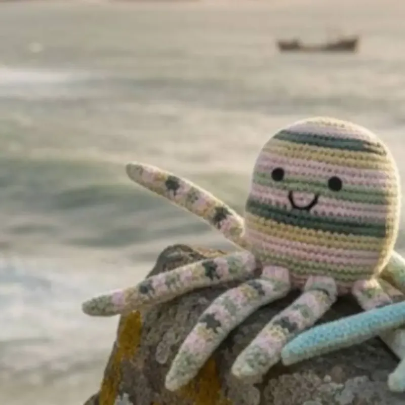 Crochet Pastel Octopus Baby Rattle