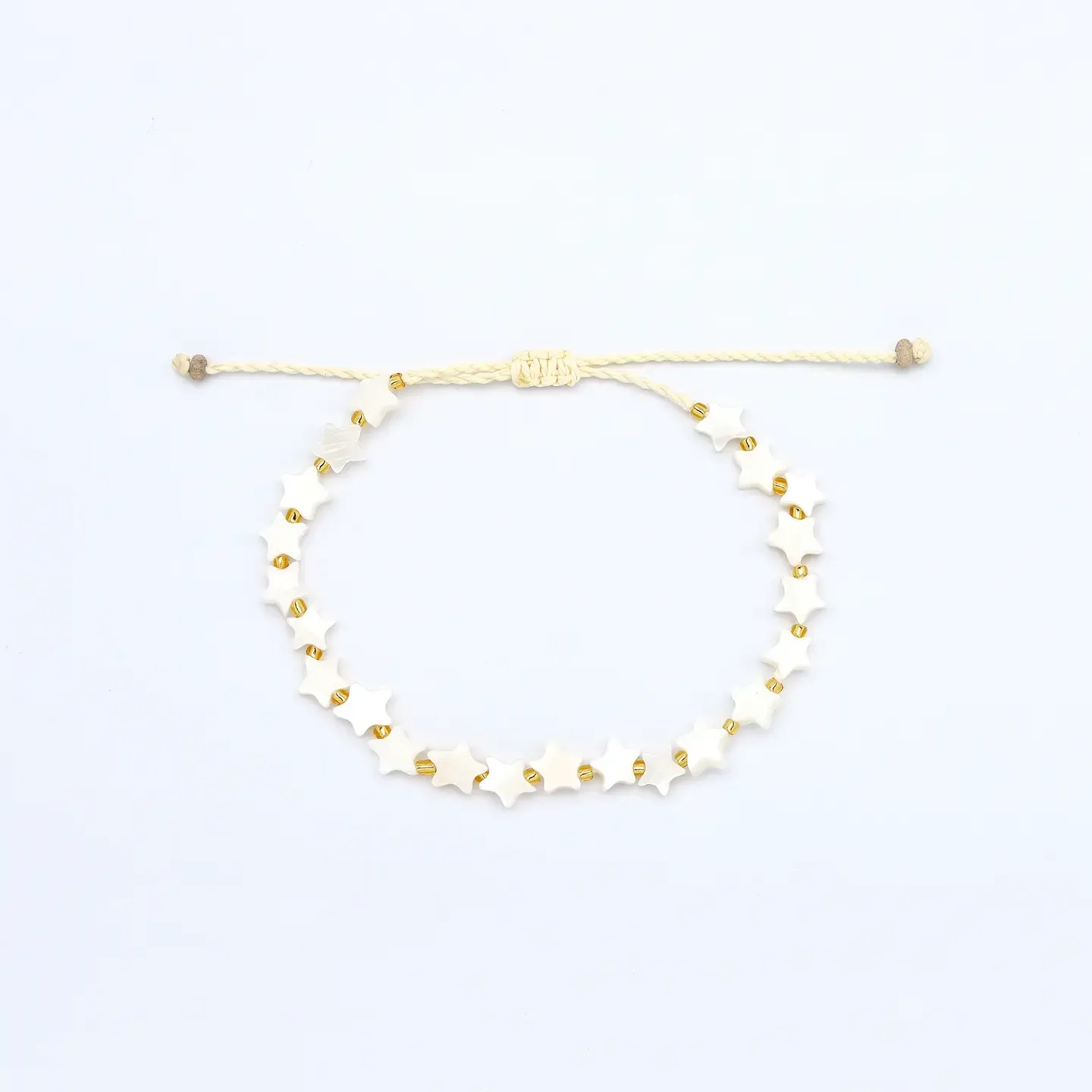 White &amp; Gold Star Bead Bracelet