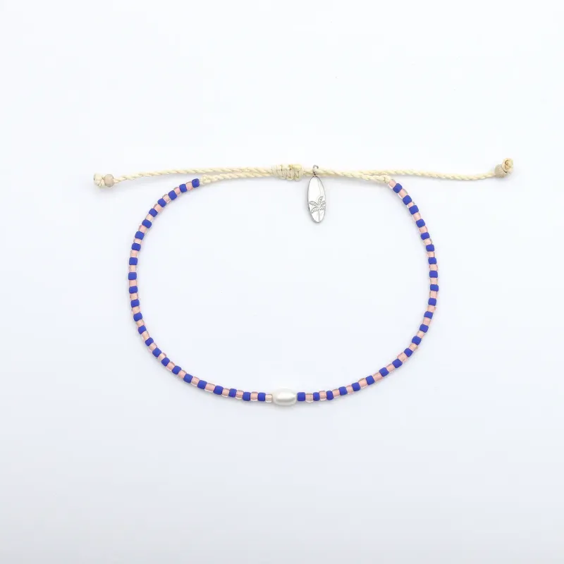 Dainty Bead Anklet Navy &amp; Pink