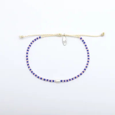 Dainty Bead Anklet Navy &amp; Pink