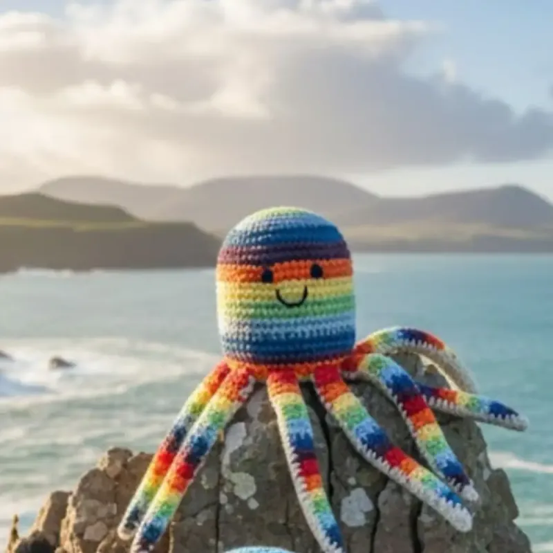Crochet Bright Octopus Baby Rattle