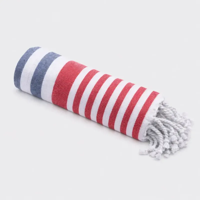 Hammam Towel - Red &amp; Navy