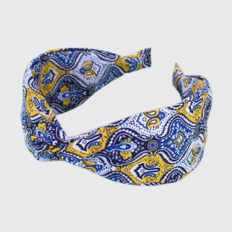 Suki Wide Headband - Navy &amp; Gold