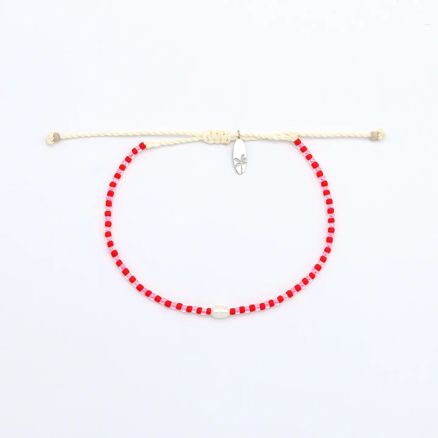 Dainty Bead Bracelet - Pink &amp; Red