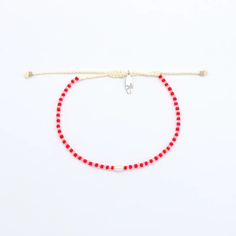 Dainty Bead Bracelet - Pink &amp; Red