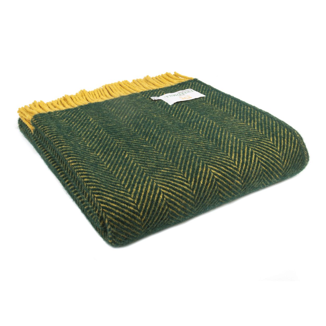 Tweedmill Herringbone Throw - Emerald &amp; Mustard
