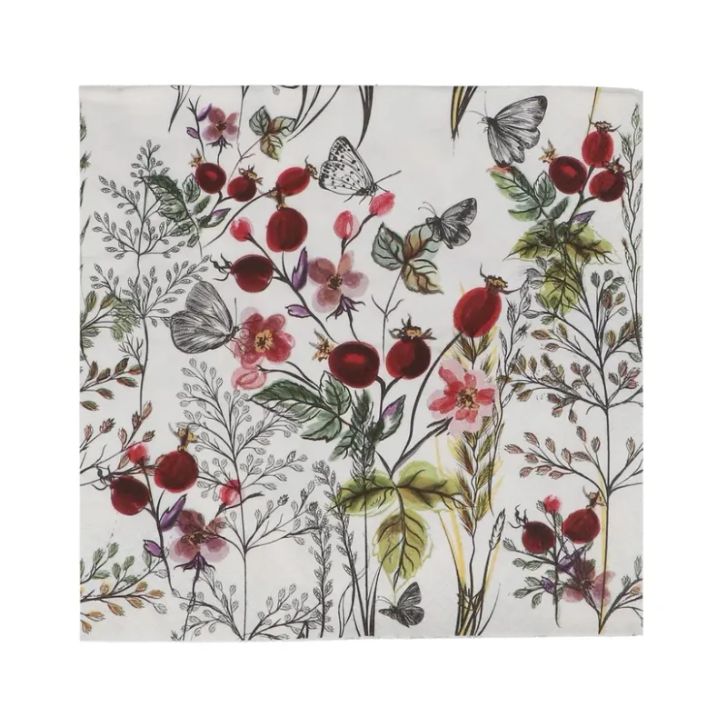 Rosehip &amp; Butterfly Paper Napkins (Pack 20)
