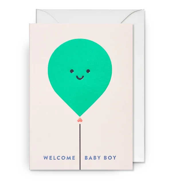 Balloon Welcome Baby Boy Card