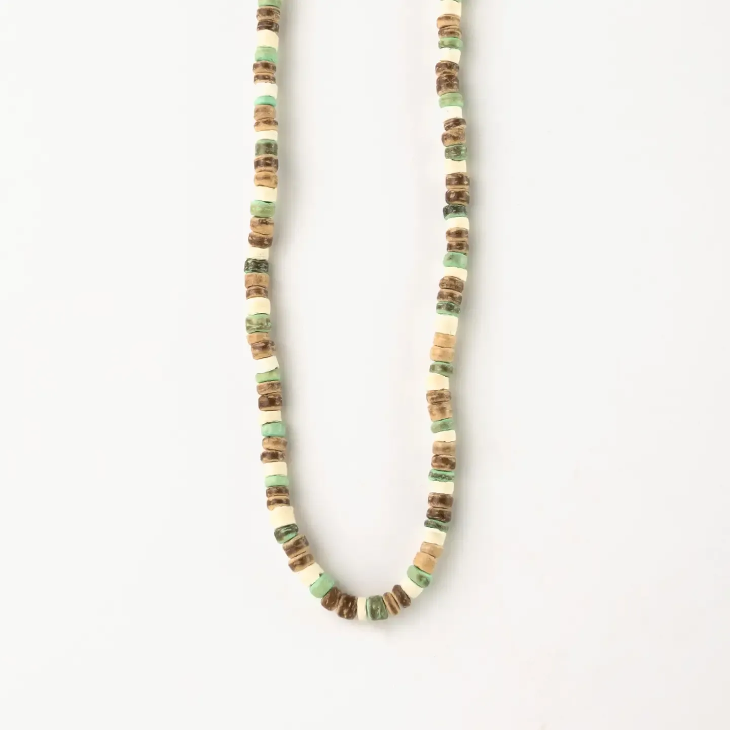 Green &amp; Natural Wooden Bead Necklace