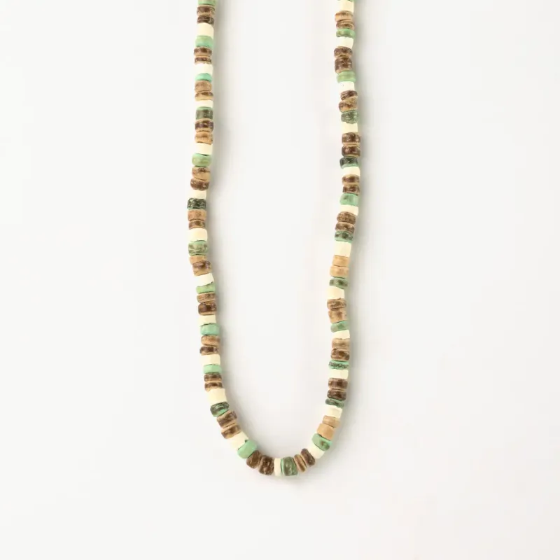 Green &amp; Natural Wooden Bead Necklace