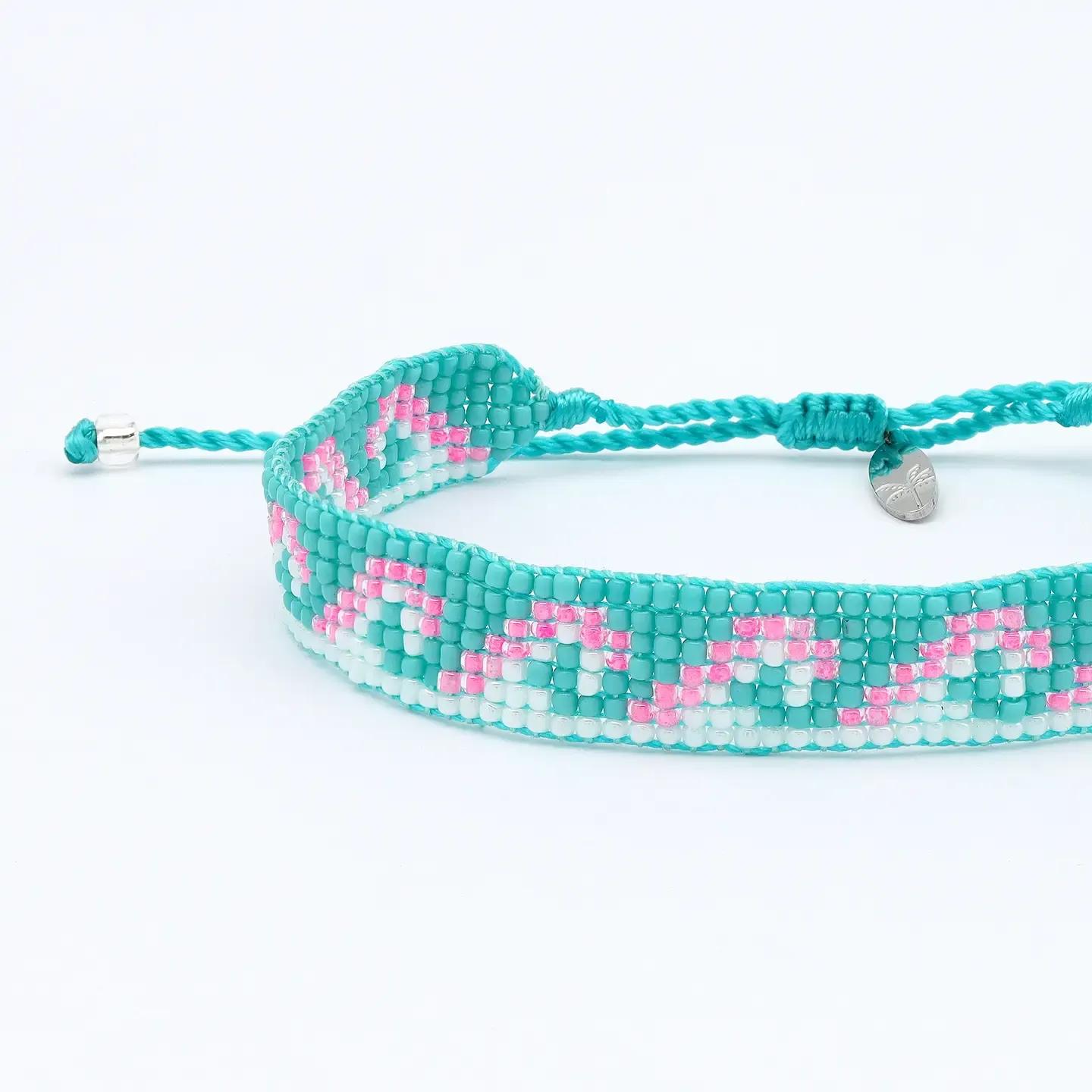 Turquoise &amp; Pink Woven Bracelet