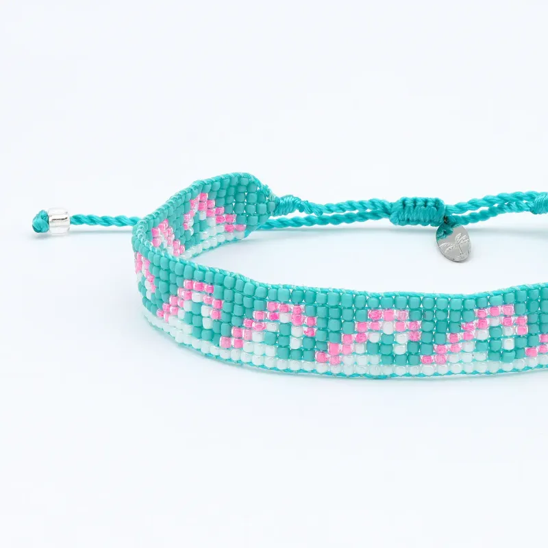 Turquoise &amp; Pink Woven Bracelet