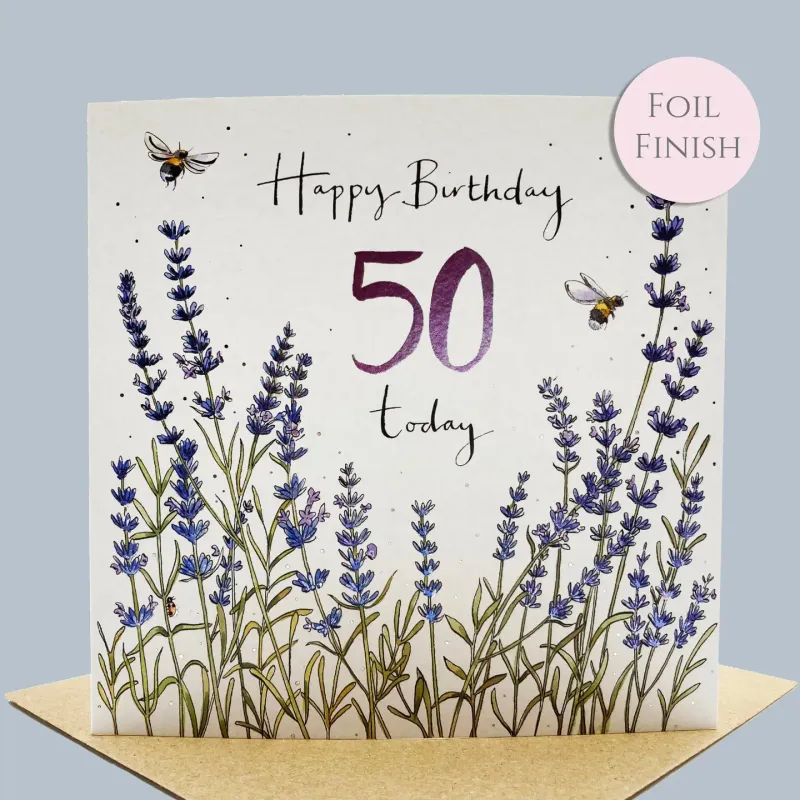 50th Birthday Lavender Card