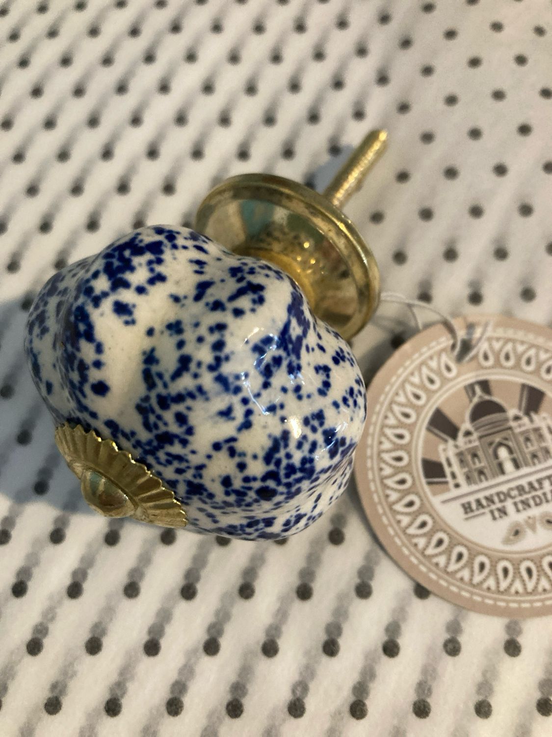 Navy Blue Splash Ceramic Drawer Pull