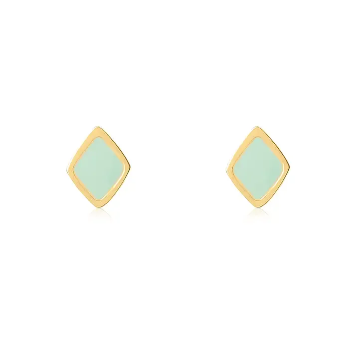 Mini Pebble Studs With Mint Enamel