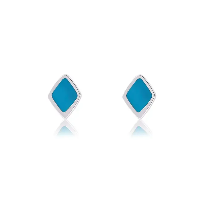 Mini Pebble Studs With Atlantic Blue Enamel