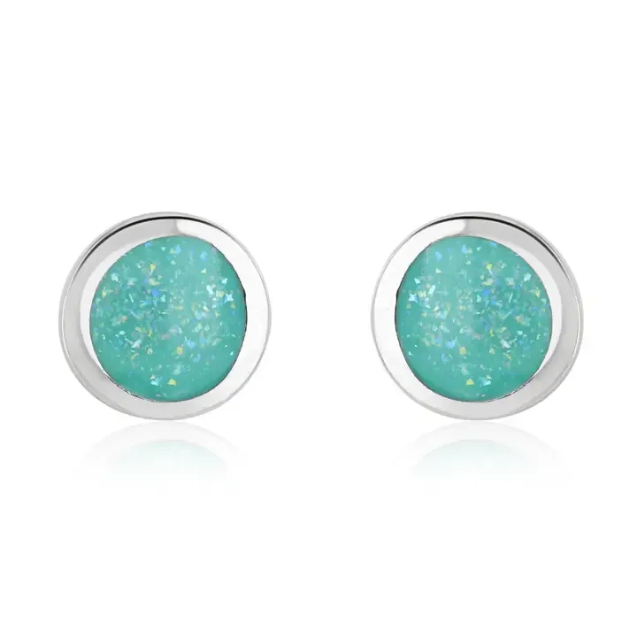 Mini Turquoise Glitter Enamel Studs