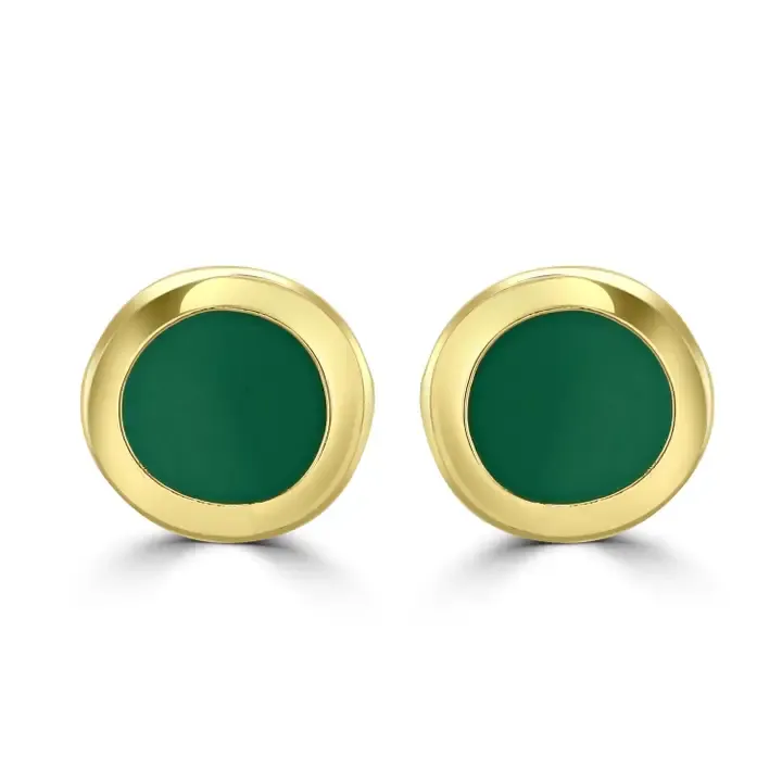 Sea Green Enamel Studs Gold Plated