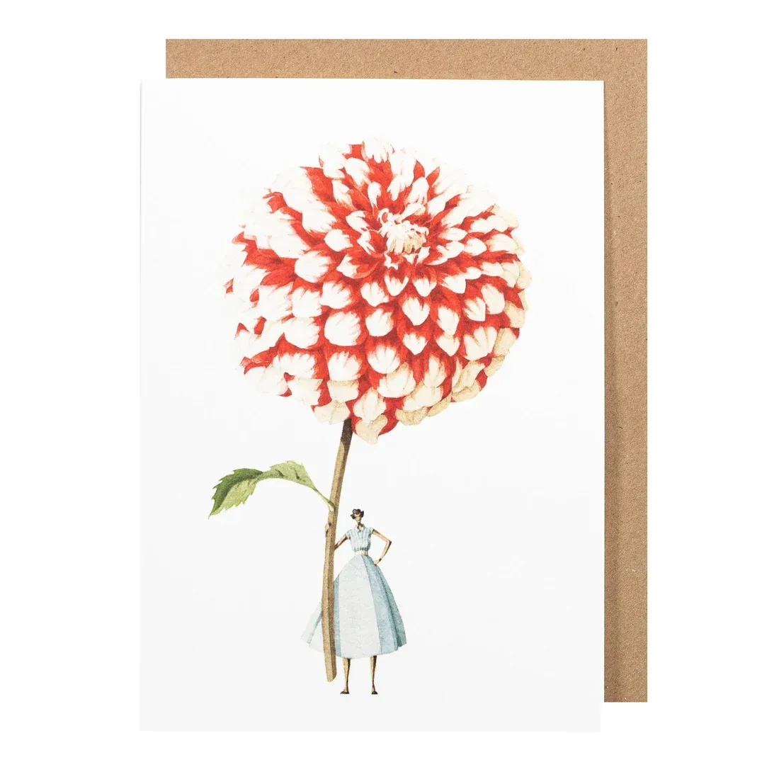 Red &amp; White Dahlia - Card