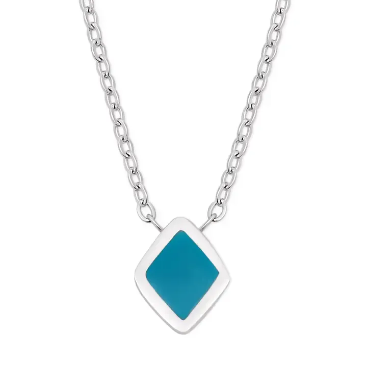 Blue Enamel Pebble Charm Necklace