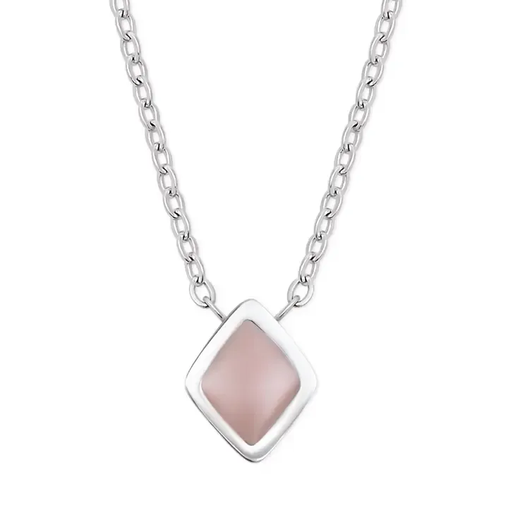 Pink Enamel Pebble Charm Necklace