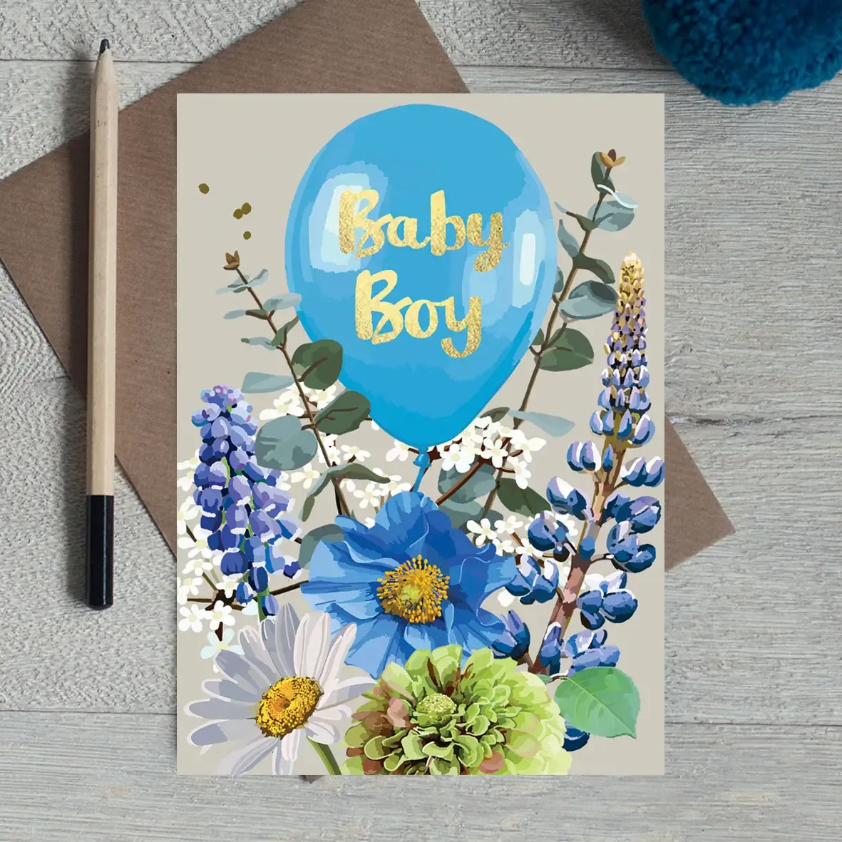 Floral Baby Boy Card