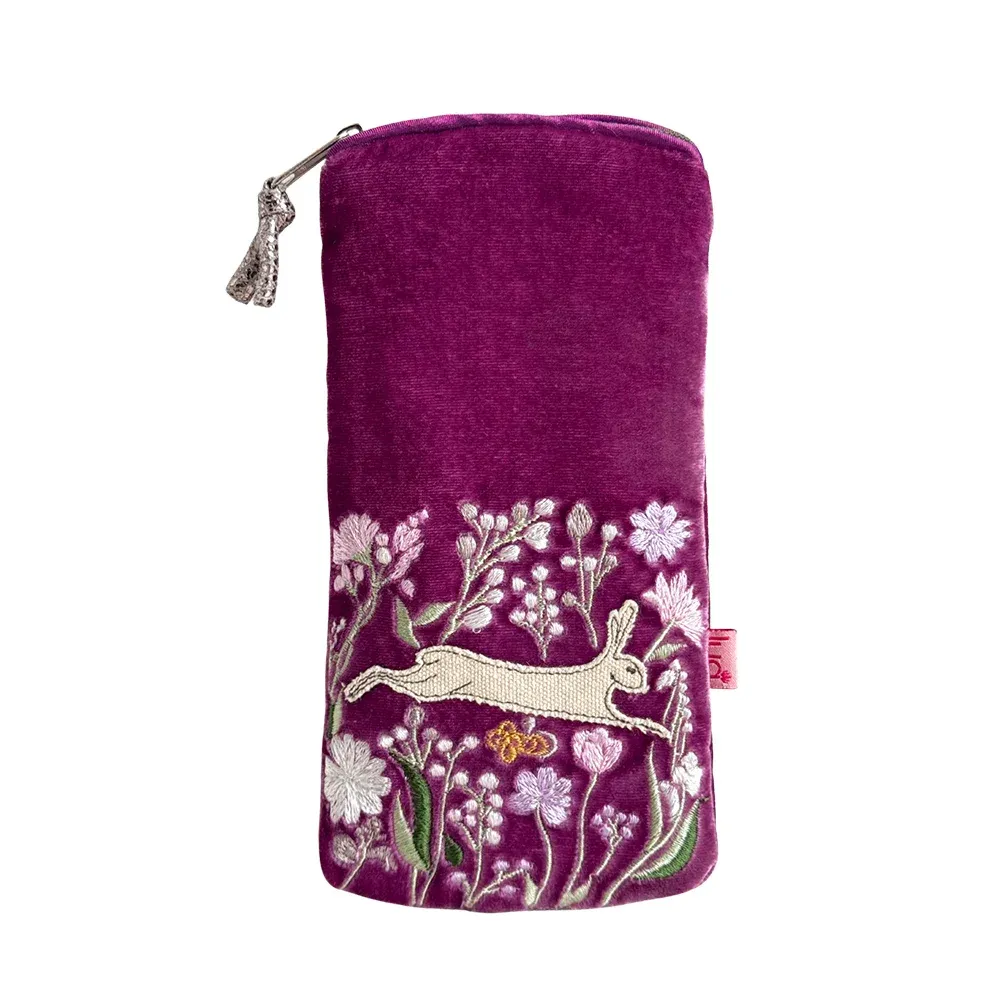 Lua Hare &amp; Flowers Glasses Case - Magenta