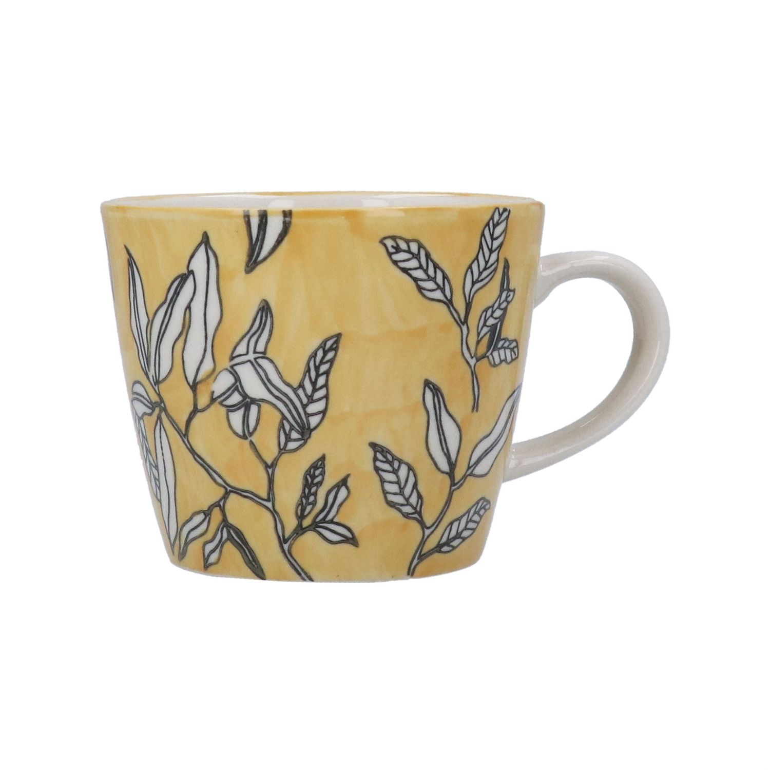 Yellow Leafy Stoneware Mug