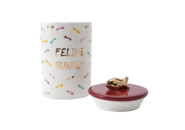Feline Hungry Ceramic Cat Treat Jar
