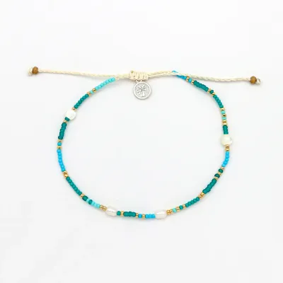 Turquoise &amp; Blue Beaded Anklet