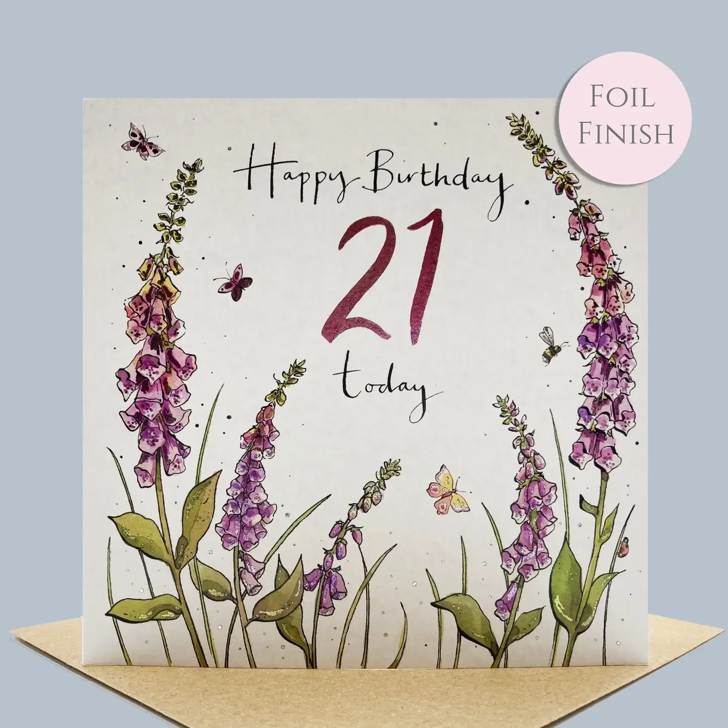 21st Birthday Foxgloves Card