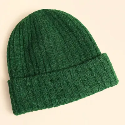 Knitted Beanie Hat - Forest Green