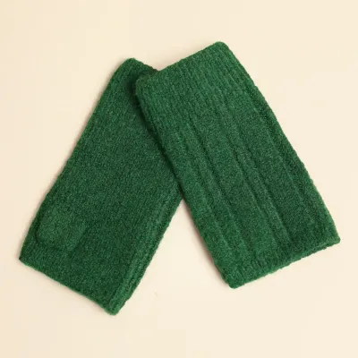 Knitted Wrist Warmers - Forest Green