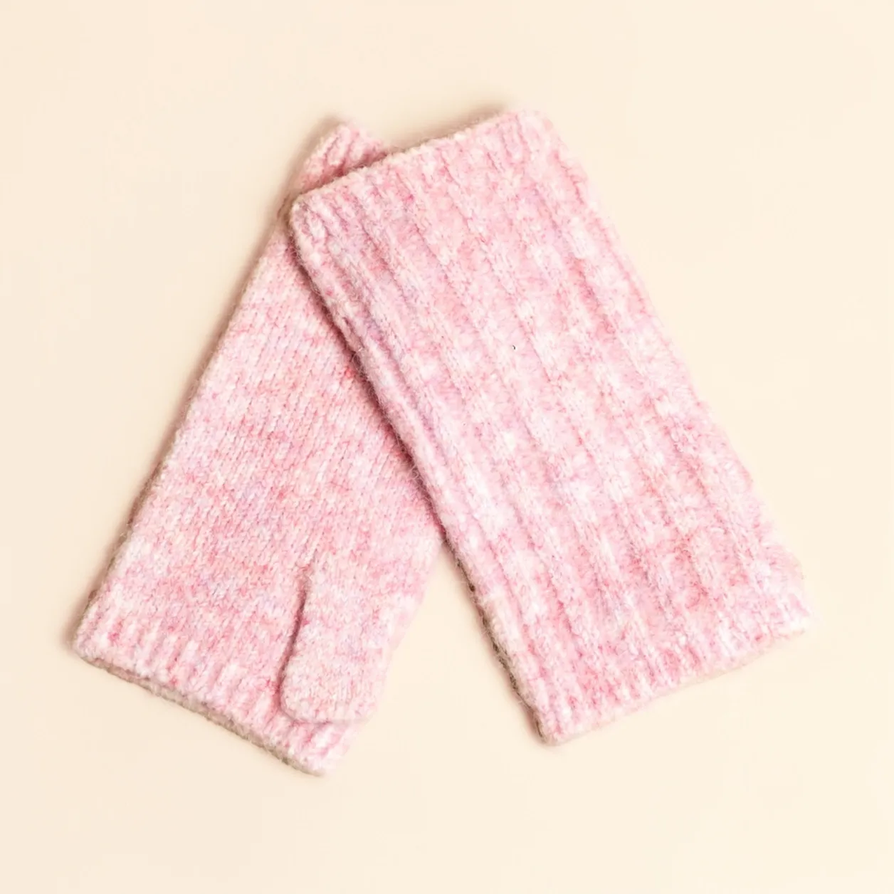 Knitted Wrist Warmers - Pale Pink