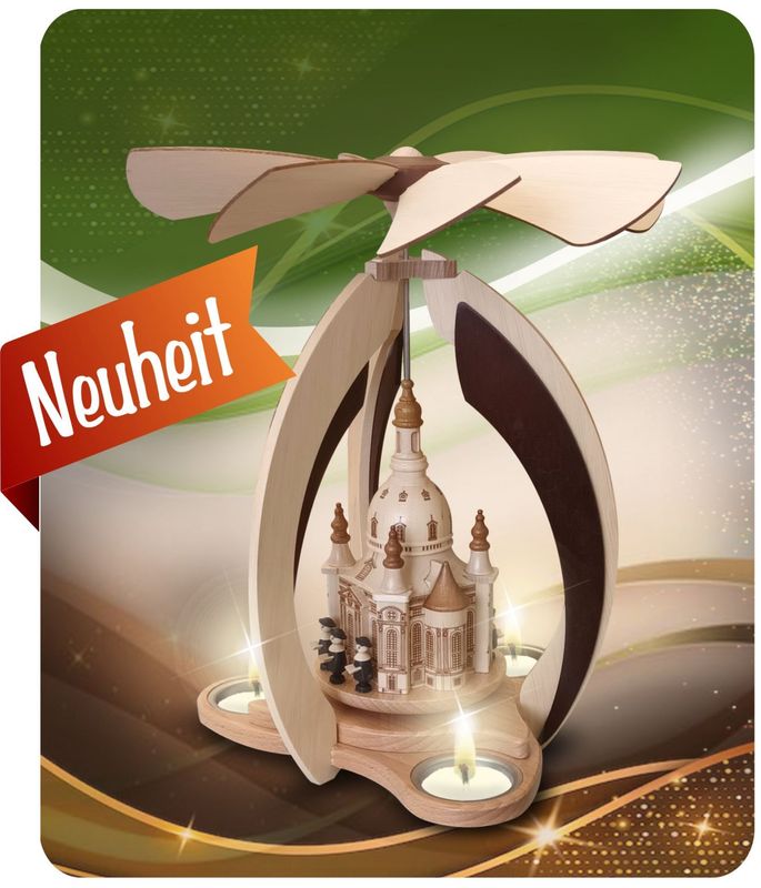 Pyramide mit Frauenkirche für 3 Teelichter Pyramide mit Frauenkirche für 3 Teelichter