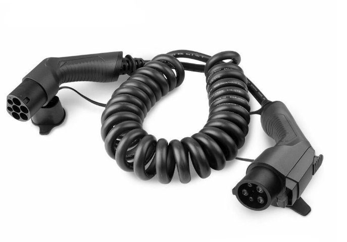 EVexpert | E-Auto Ladekabel - Spiralisiert | 16A 3,6kW 1Phasig | Typ1 | 5 Meter