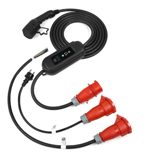 QuickCharge Ladestation | 16A 11kW 3Phasig | Typ2 | 5 / 10 / 15 Meter Kabel  + Adapter