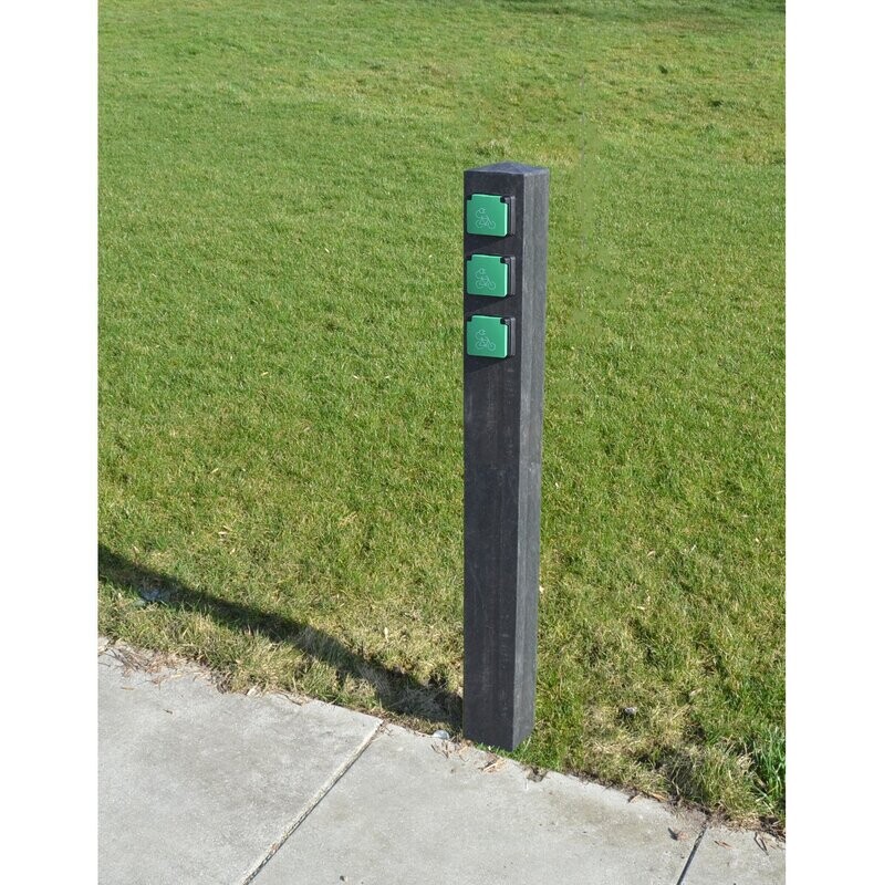 E-Bike Ladestation | Kunststoff | Beton-Optik | 3 Lade-Anschlüsse | 16A 250V