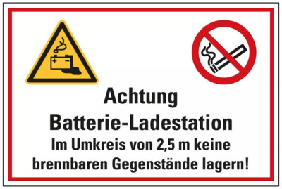 Hinweis-Schild | Achtung Batterie-Ladestation! | 400x300mm
