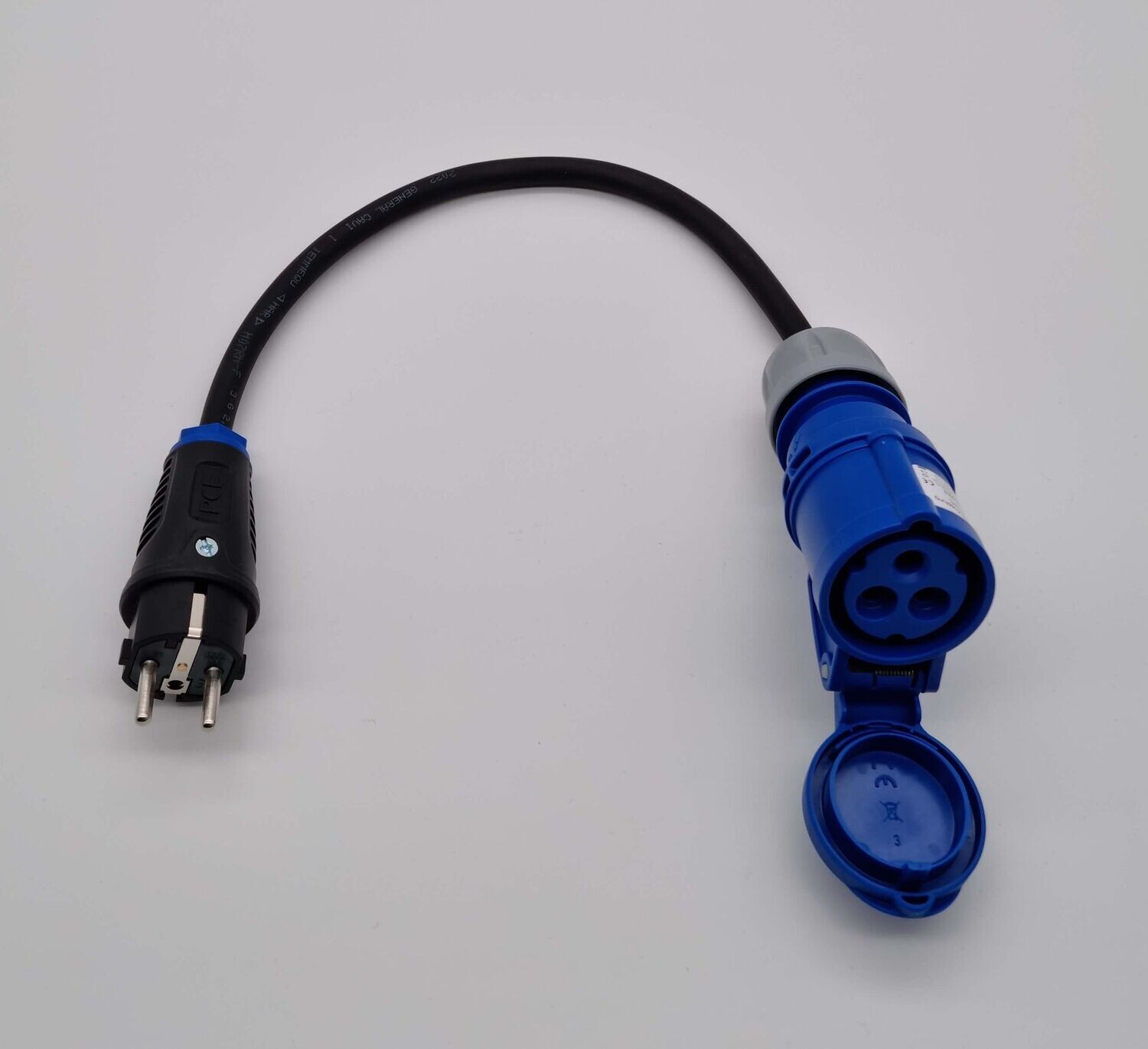 CEE Adapterkabel | Schuko zu CEE 3Pole | 16A 3,6kW 1Phasig | 30cm